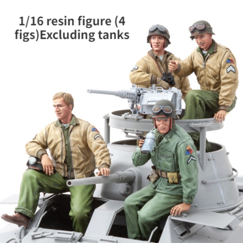 Model Kit Wargreymon - Wwii us陸軍車両兵士モデルキット、組み立てられていない樹脂フィギュア、4人、軍用ミニチュア、組み立てられていない、1、16スケール