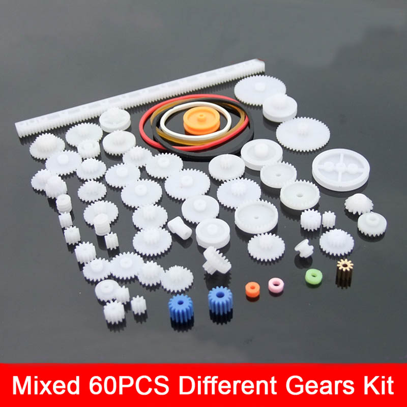 Model Kit Motor - 細かいabsプラスチックギアキット0.5メートル混合60ピース異なる歯車diyおもちゃロボットモータモデルギアボックスアクセサリー