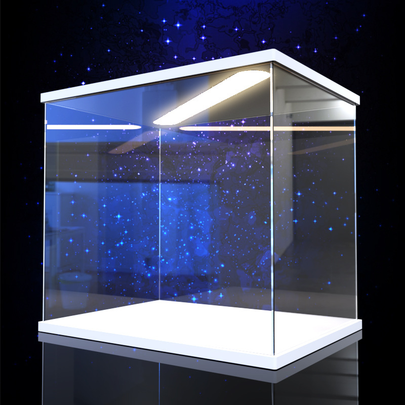 Model Kit Display Case - プレミアムホワイトシェブロンディスプレイキャビネット、LEDライト付き透明アクリルディスプレイボックス、おもちゃ、車のモデル、フィギュア収納ケース