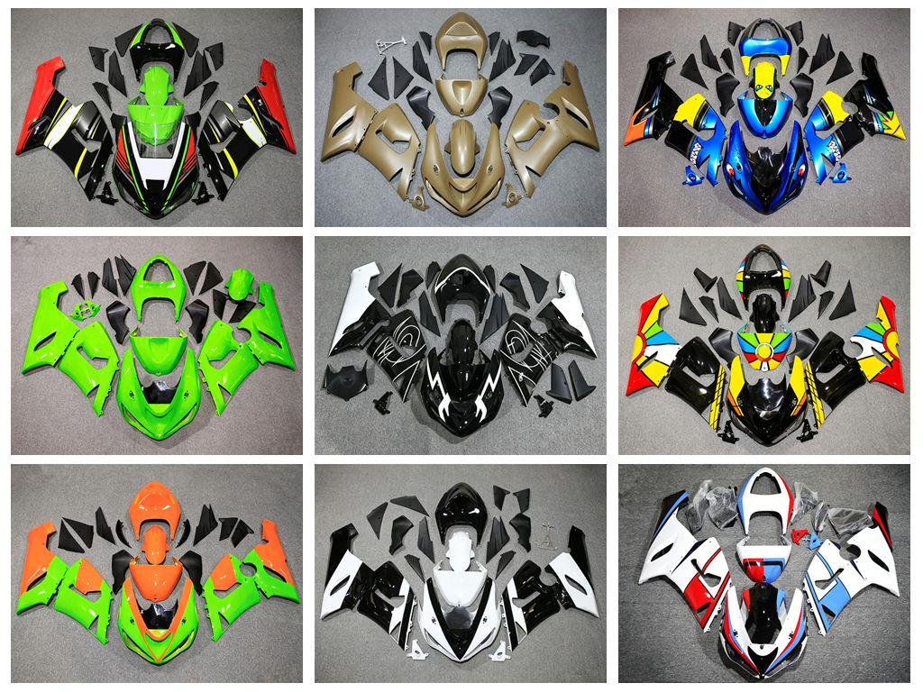 Model Kit New - 4つの新しいABSフェアリングキット - 2005年から2006年のKawasaki ZX6R 636モデルに適しています。 車両用アクセサリー。