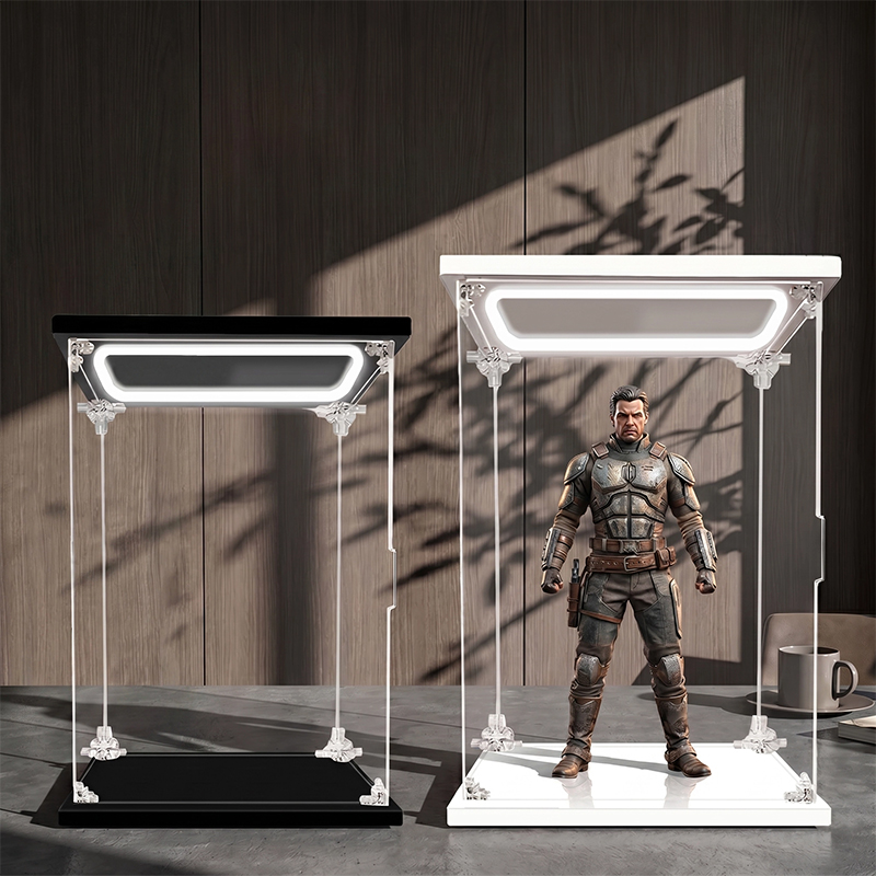 透明アクリル製ディスプレイケース LEDライト付き 防塵収納 - Model Kit Display Case のレビューと価格