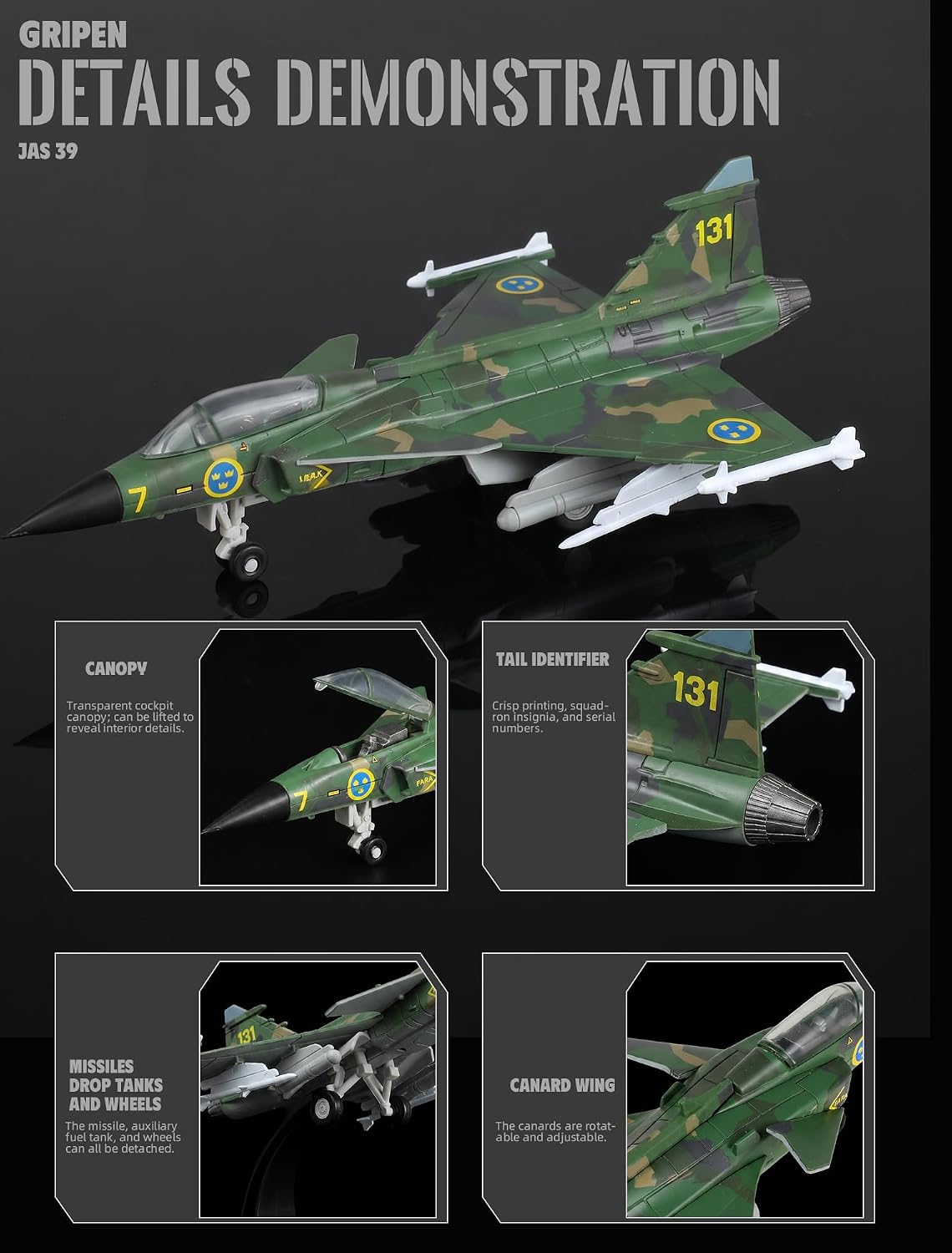 1/72スケール JAS 39 グリペン戦闘機 組み立て式モ - Model Kit Quick のレビューと価格