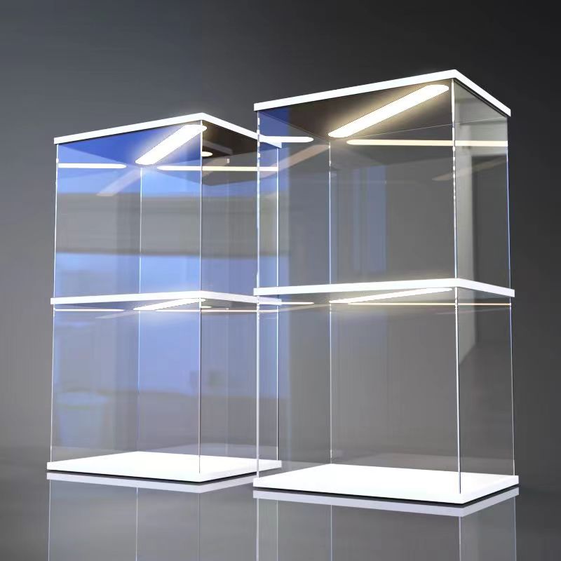 プレミアムホワイトシェブロンディスプレイキャビネット、LED - Model Kit Display Case のレビューと価格