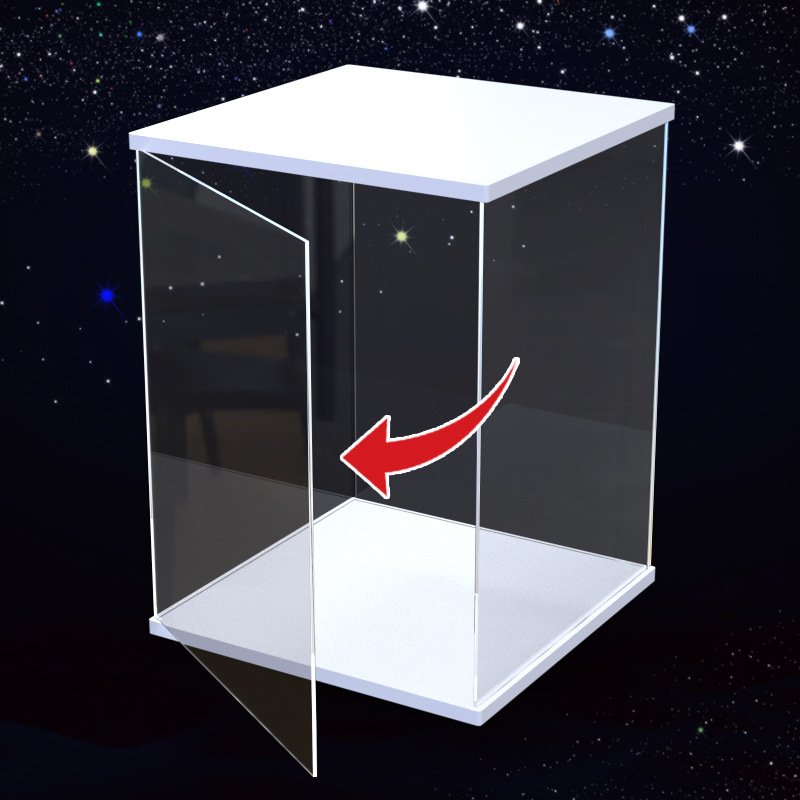 プレミアムホワイトシェブロンディスプレイキャビネット、LED - Model Kit Display Case のレビューと価格