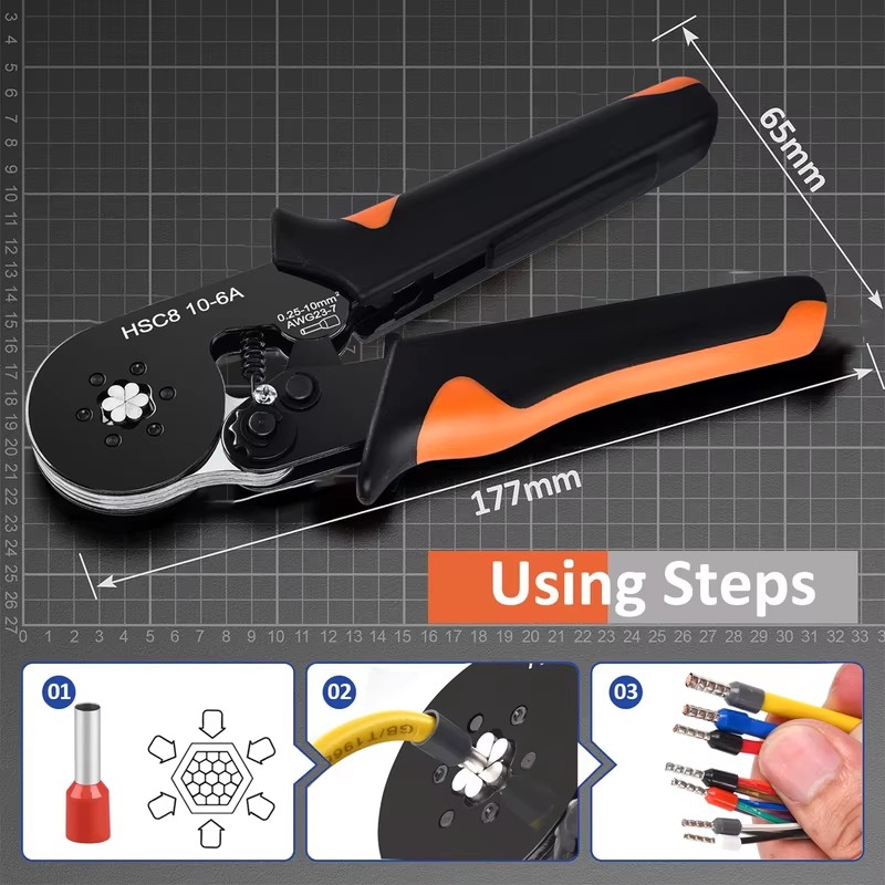 ワイヤ端子用のチューブ型圧着スリーブ付き、家庭用電気圧着工具 - Model Kit Nipper のレビューと価格